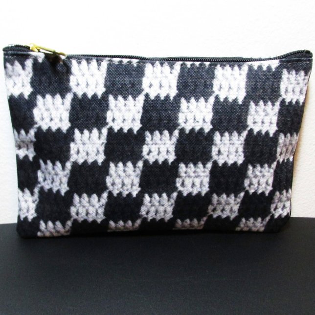 Pochette À Accessoires Black Grey À damiers Motif Crochet Artiste Imprime (Créateur téléchargé)