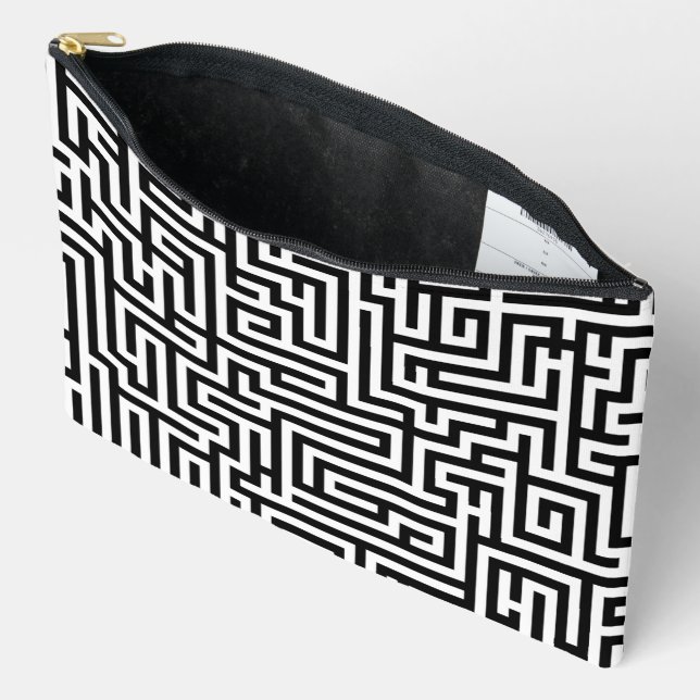 Pochette À Accessoires Black & White Labyrinth Maze Pattern (Ouvrir)