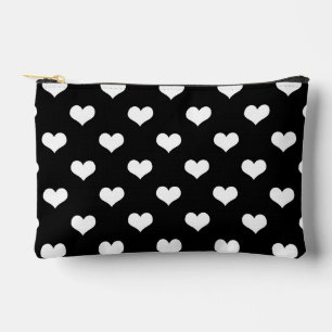 Pochette À Accessoires Black White Love Heart Motif Design