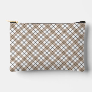 Pochette À Accessoires Blanc beige noir diagonale lumière à damiers motif