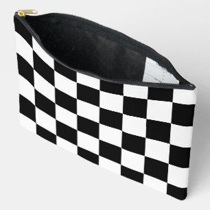 Pochette À Accessoires Blanc classique avec Motif de style Carré noir