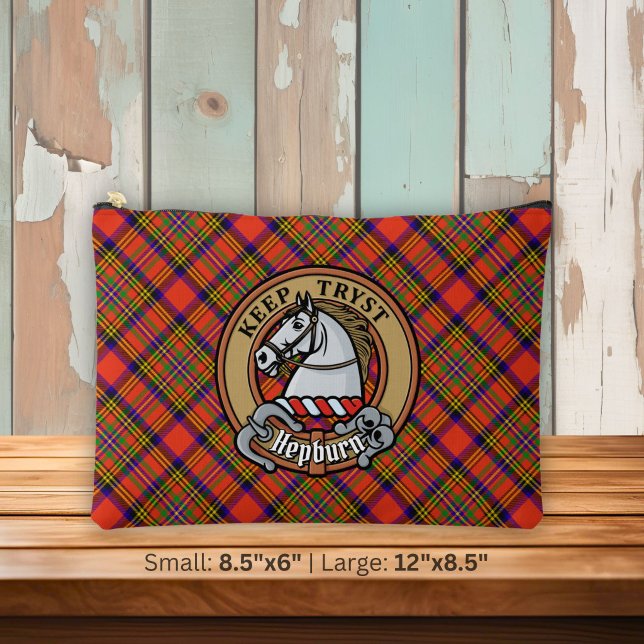 Pochette À Accessoires Blason de Clan Hepburn sur tartan (Créateur téléchargé)