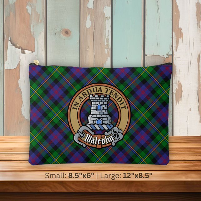 Pochette À Accessoires Blason du clan Malcolm sur tartan (Créateur téléchargé)