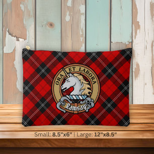 Pochette À Accessoires Blason du Clan Ramsay sur tartan rouge