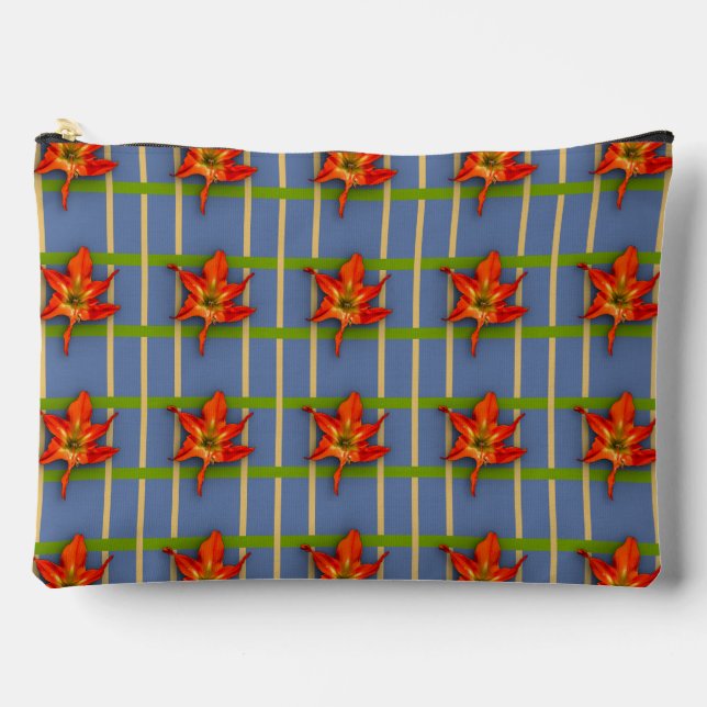 Pochette À Accessoires Bleu avec Amaryllis (Recto)