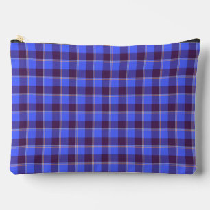 Pochette À Accessoires Bleu Barbeau et Carreaux Marron Livide