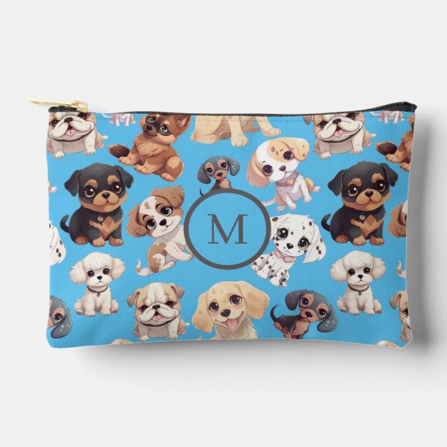 Pochette À Accessoires Bleu Chien Chien Chien Cute (Recto)