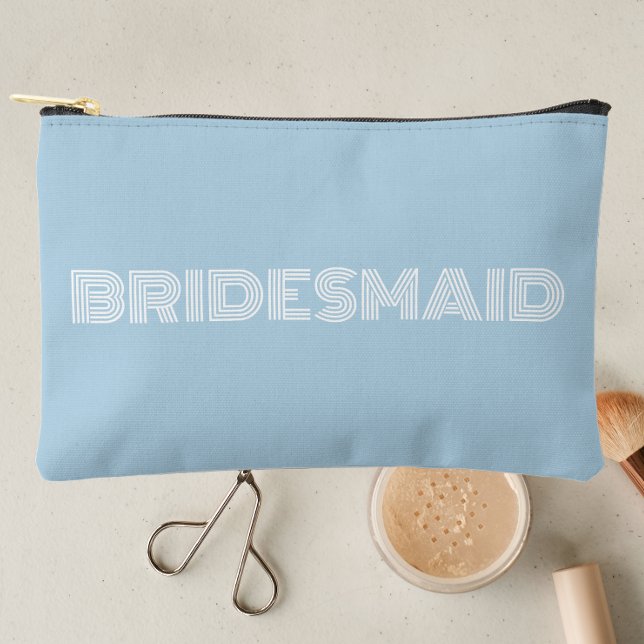 Pochette À Accessoires Bleu clair Typographie moderne Bridesmaid (In Situ Makeup)
