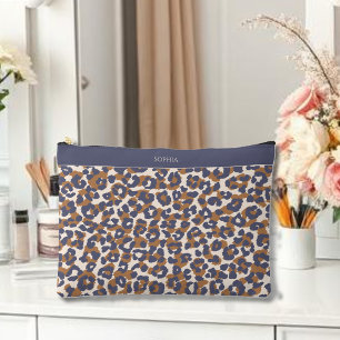 Pochette À Accessoires Bleu Empreinte de léopard et Brown
