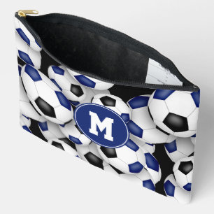 Pochette À Accessoires bleu noir monogrammed motif de balles de football