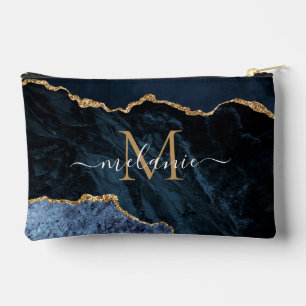 Pochette À Accessoires Bleu Nuit Or Paillettes Lettre Personnalisée Votre