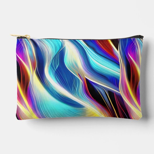 Pochette À Accessoires Bleu Turquoise rose Jaune Blanc Vave Abstraction (Recto)