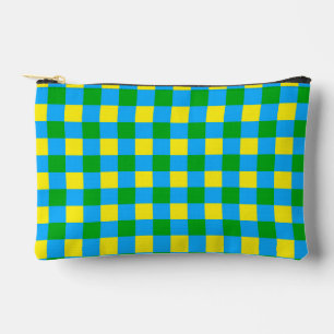 Pochette À Accessoires Bleu Vert Jaune Chèque Plaid Design Motif