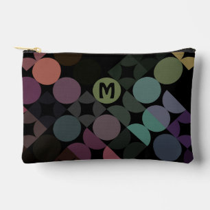 Pochette À Accessoires Bleu Vert Violet Noir Cercles Motif Art Déco