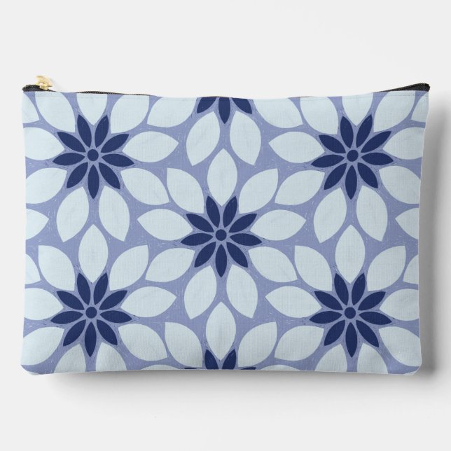 Pochette À Accessoires Blocage Imprimer Carrelage Fleurs bleues (Recto)