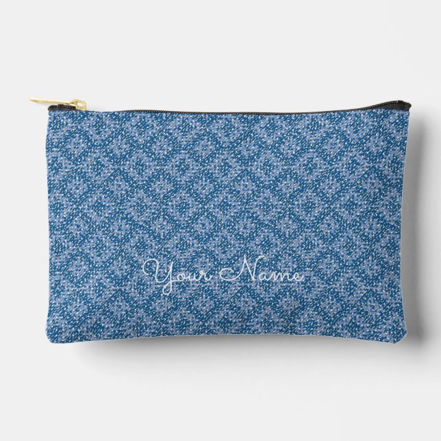 Pochette À Accessoires Blue Geometric Personalized Name (Recto)