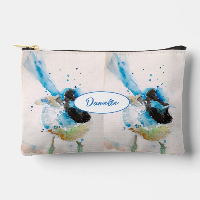 Pochette À Accessoires Blue Wren Australian Bird Watercolour Painting (Recto)