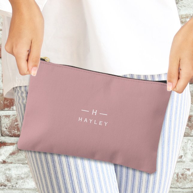 Pochette À Accessoires Blush Pink monogramme chic  (Blush Pink chic monogram Accessory Pouch)