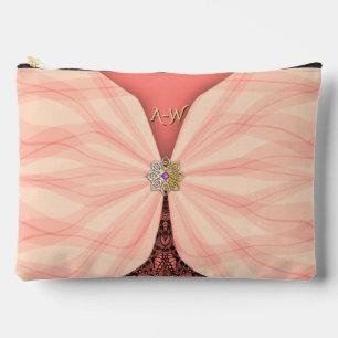 Pochette À Accessoires Blush rose brodé illusion textile de bijou