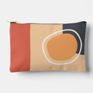 Pochette À Accessoires Boho art, terre cuite rouge, bleu, ligne blanche
