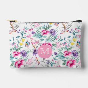 Pochette À Accessoires Boho Chic Fleurs & Papillons Monogramme