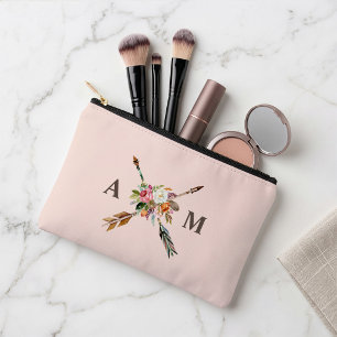 Pochette À Accessoires Boho Fleurs et Flèches Monogrammées