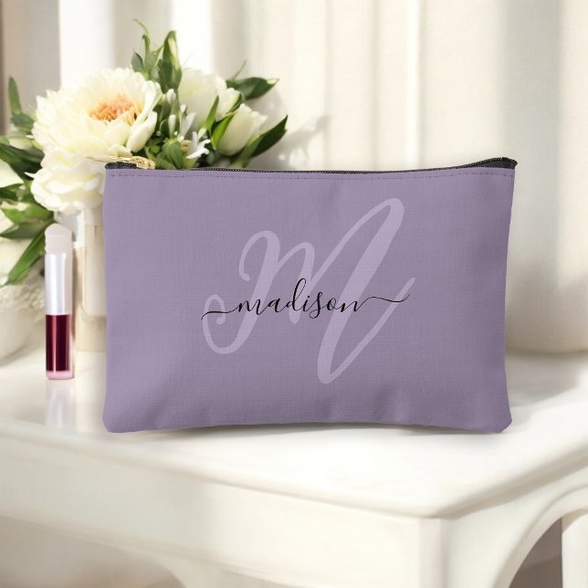 Pochette À Accessoires Boho Stylish Purple Monogramme et nom (Créateur téléchargé)