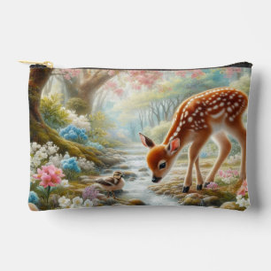 Pochette À Accessoires Bois de printemps avec canard et faon/cerf