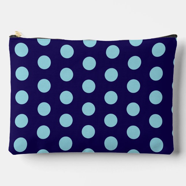 Pochette À Accessoires Bold Light Blue Polka Dots on Navy Blue  (Recto)