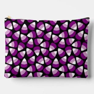 Pochette À Accessoires Bonbons Corn violets sur Halloween noir