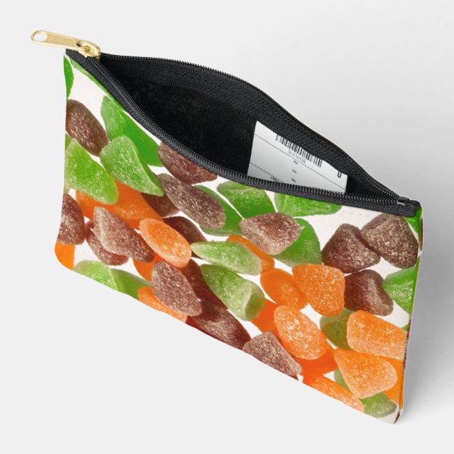 Pochette À Accessoires Bonbons de gomme rouge vert orange saupoudrés de s (Ouvrir)