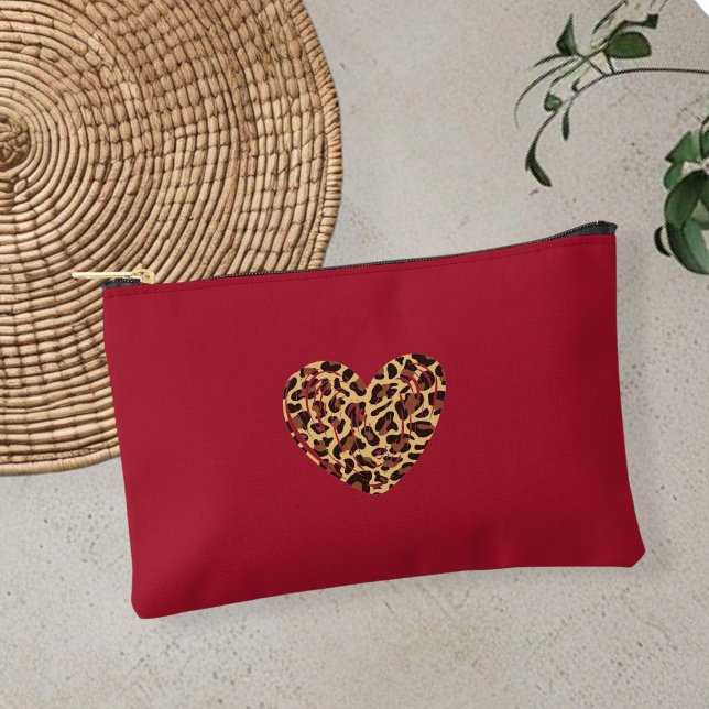 Pochette À Accessoires Bordeaux red accessory bag, leopard print bag,  (Créateur téléchargé)