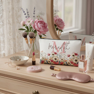 Pochette À Accessoires Bordure de fleurs sauvages personnalisée