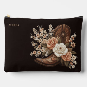 Pochette À Accessoires Bot de cowboy Country Western et fleurs
