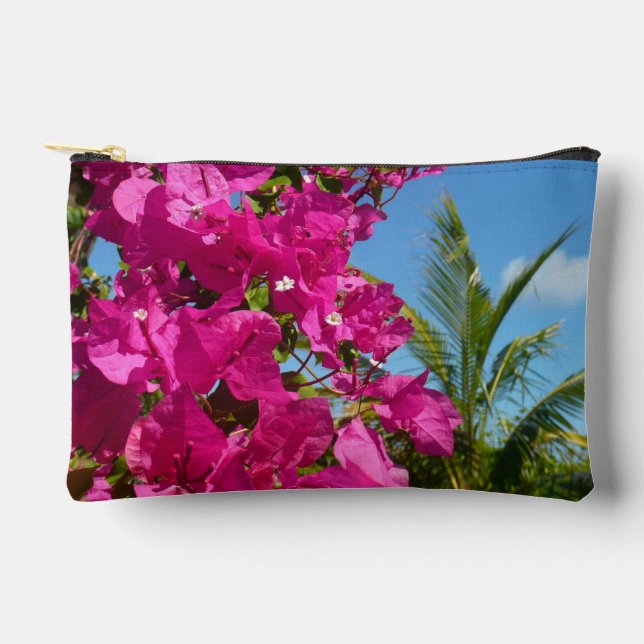 Pochette À Accessoires Bougainvilliers et palmiers paysage tropical (Recto)