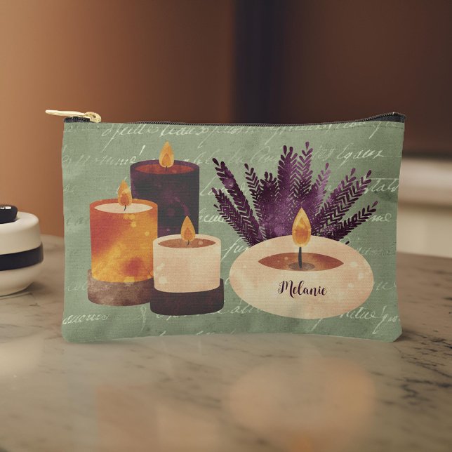 Pochette À Accessoires Bougies Spas violettes et monogramme d'olive de la (Créateur téléchargé)