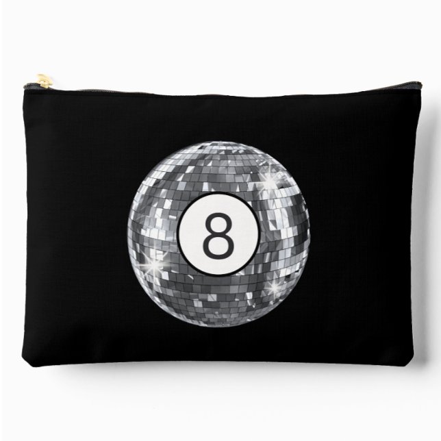 Pochette À Accessoires Boule de disco tendance, Art Rétro Noir et Argent (Créateur téléchargé)