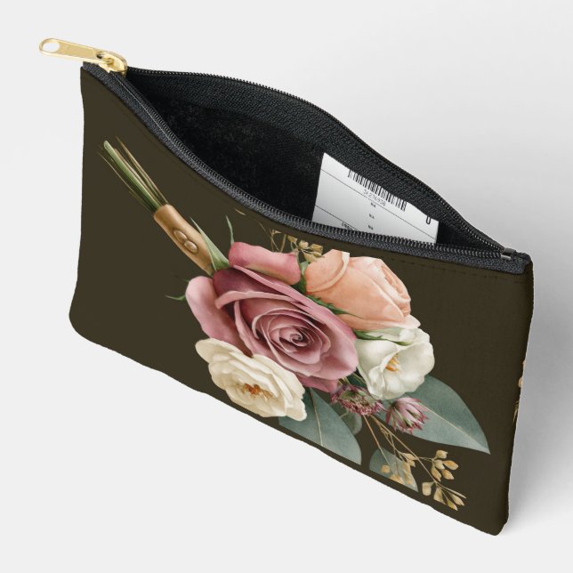 Pochette À Accessoires Bouquet de mariée à l'aquarelle romantique (Ouvrir)