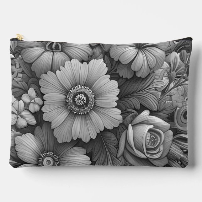 Pochette À Accessoires Bouquet monochrome de fleurs (Recto)
