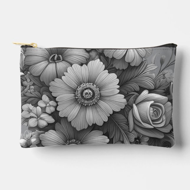 Pochette À Accessoires Bouquet monochrome de fleurs (Recto)