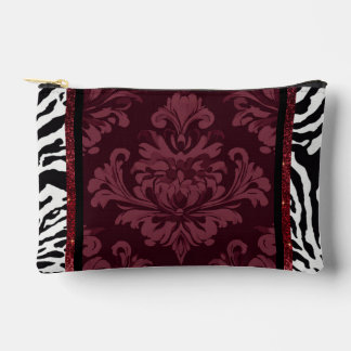Pochette À Accessoires Bourgogne aux faux étincelles zébrées