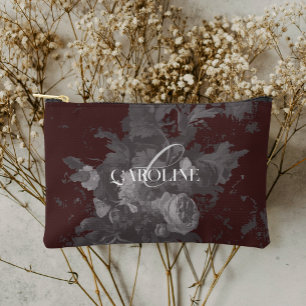 Pochette À Accessoires Bourgogne Vintage Floral Still Life Élégant