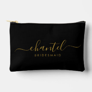 Pochette À Accessoires Bridesmaid Modern Gold Script noir
