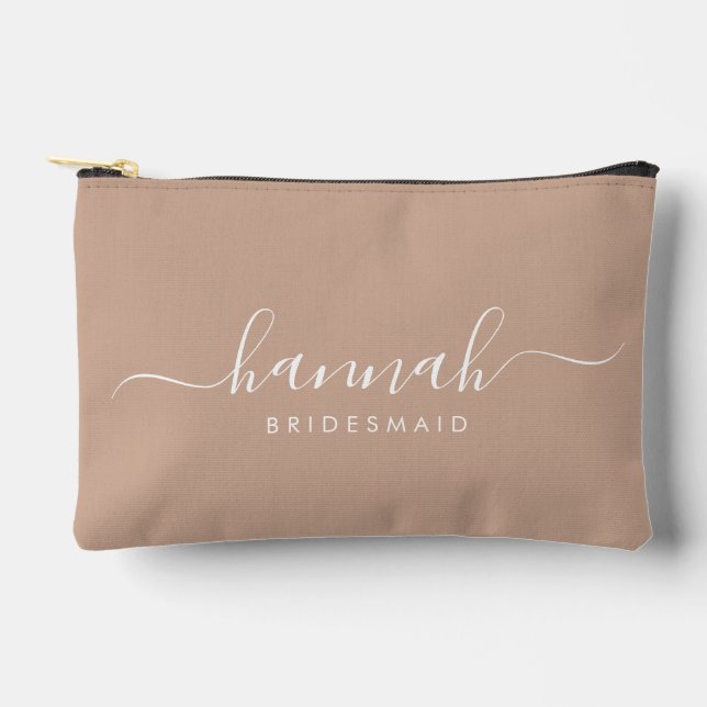 Pochette À Accessoires Bridesmaid Moderne Script Minimal Cosmétique (Recto)