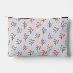 Pochette À Accessoires Brins de Fleur de Corail sur motif bleu brumeux