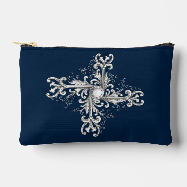 Pochette À Accessoires Broche Quatrefoil Perle Filigrane Argent (Recto)