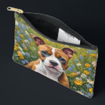 Pochette À Accessoires Brown Et Blanc Staffordshire Puppy Acrylique Art,<br><div class="desc">Dans Un Champ De Maisies Est Un Chiot De Staffordshire Brown Et Blanc Dans Un Design D'Art Acrylique.</div>