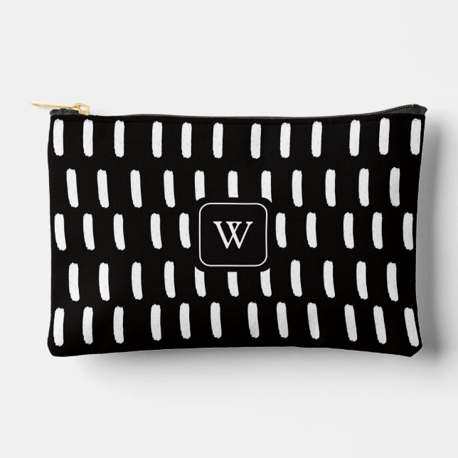 Pochette À Accessoires Brush noir minima Monogramme initial (Recto)