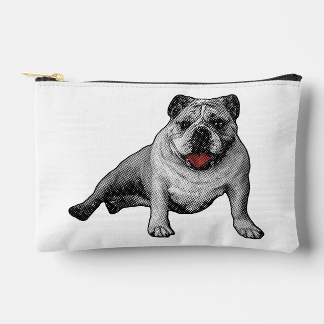 Pochette À Accessoires Bulldog avec détails de points Manga rouges (Recto)