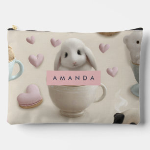 Pochette À Accessoires Bunny sucré Pastel personnalisé en Motif Teacup